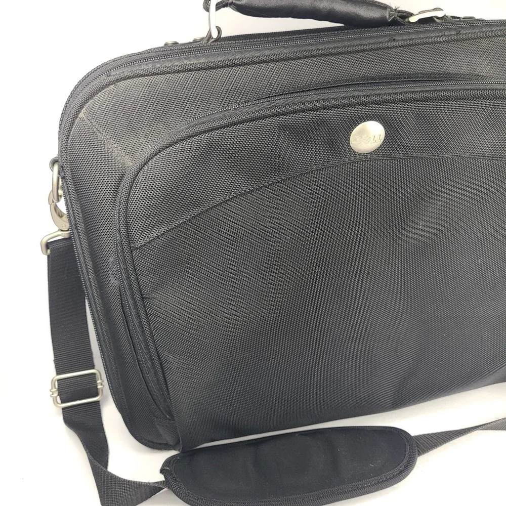 Dell 61955 Nylon Laptop Briefcase Bag Black Padded Shoulder Strap Large. Heavy.